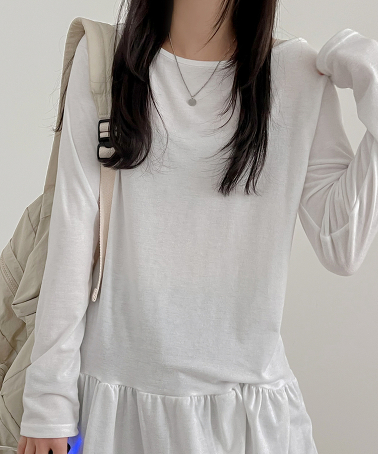 フリルレイヤード長袖Tシャツ(10color) IVORY