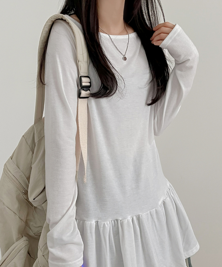 フリルレイヤード長袖Tシャツ(10color) IVORY