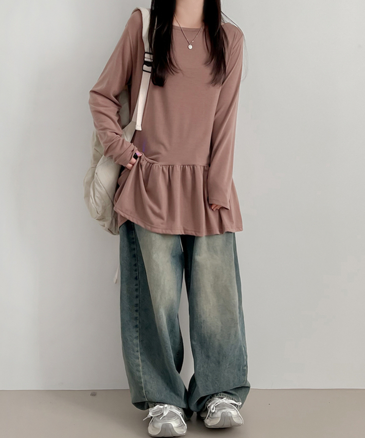 フリルレイヤード長袖Tシャツ(10color) MOCHA