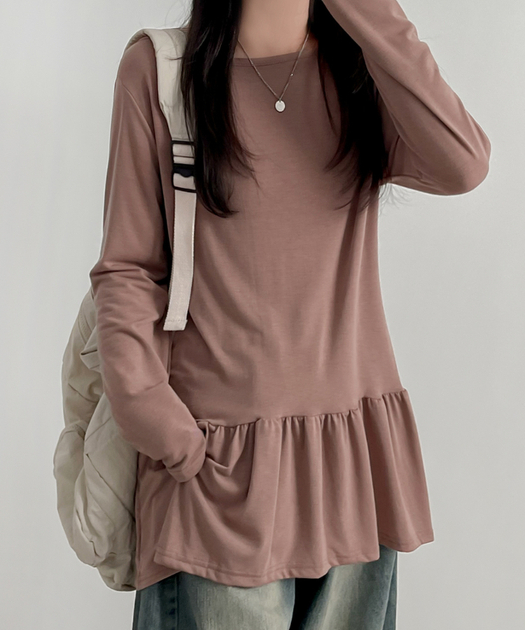フリルレイヤード長袖Tシャツ(10color) MOCHA