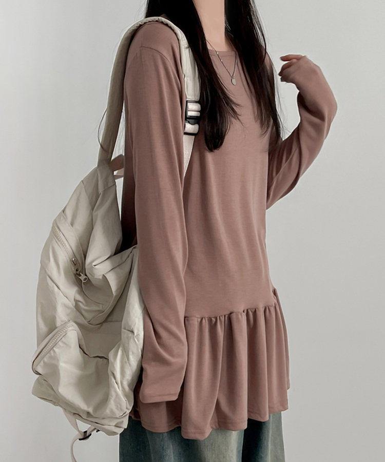 フリルレイヤード長袖Tシャツ(10color) MOCHA