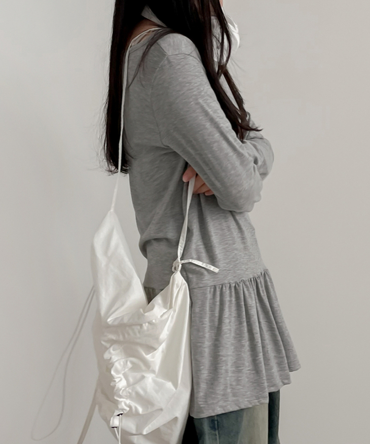 フリルレイヤード長袖Tシャツ(10color) GRAY