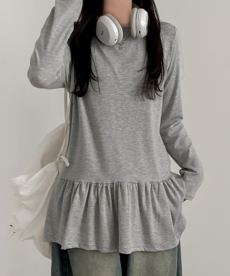 フリルレイヤード長袖Tシャツ(10color) GRAY