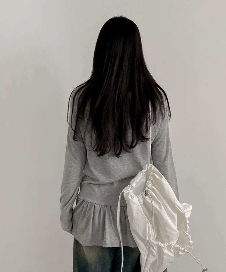 フリルレイヤード長袖Tシャツ(10color) GRAY