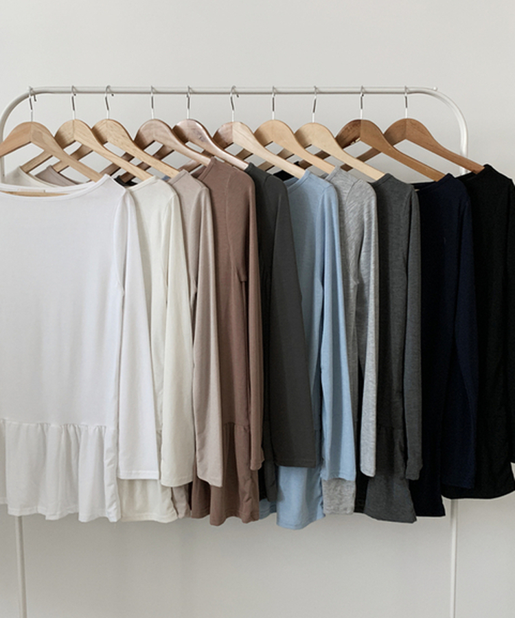 フリルレイヤード長袖Tシャツ(10color)