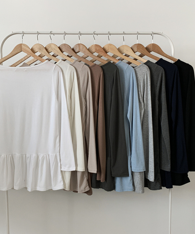フリルレイヤード長袖Tシャツ(10color)