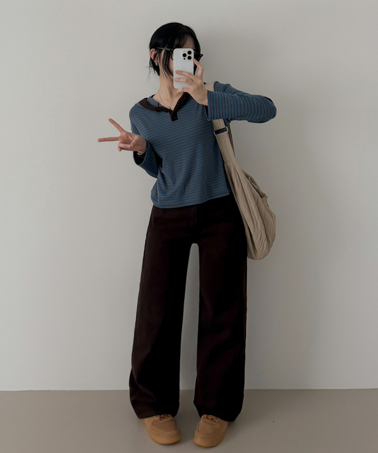 ストライプフードTシャツ SKY BLUE