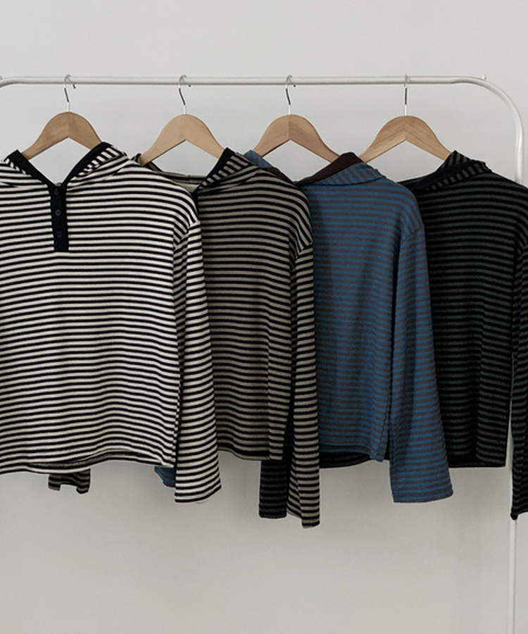 ストライプフードTシャツ