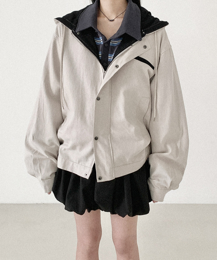 コットンフードジャンパー LIGHT GRAY