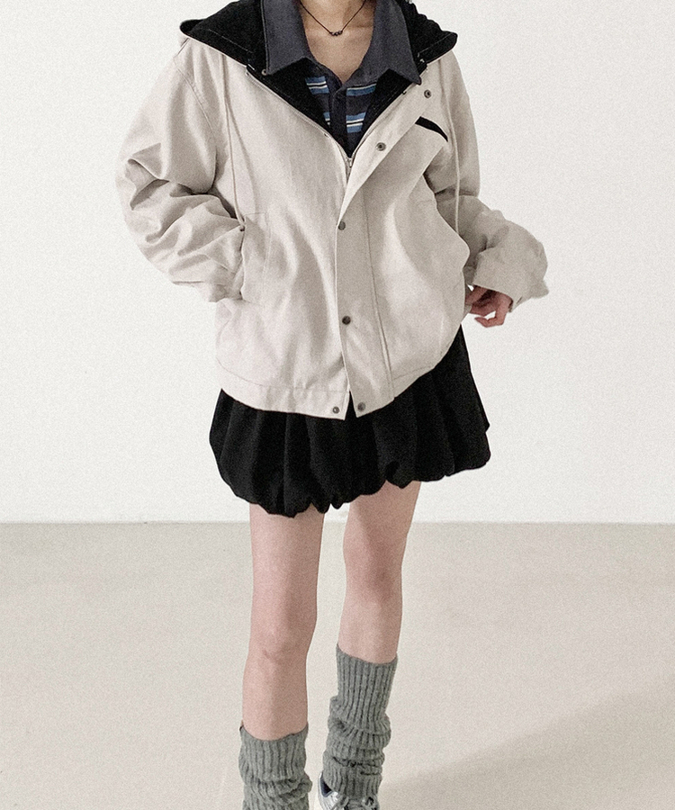 コットンフードジャンパー LIGHT GRAY