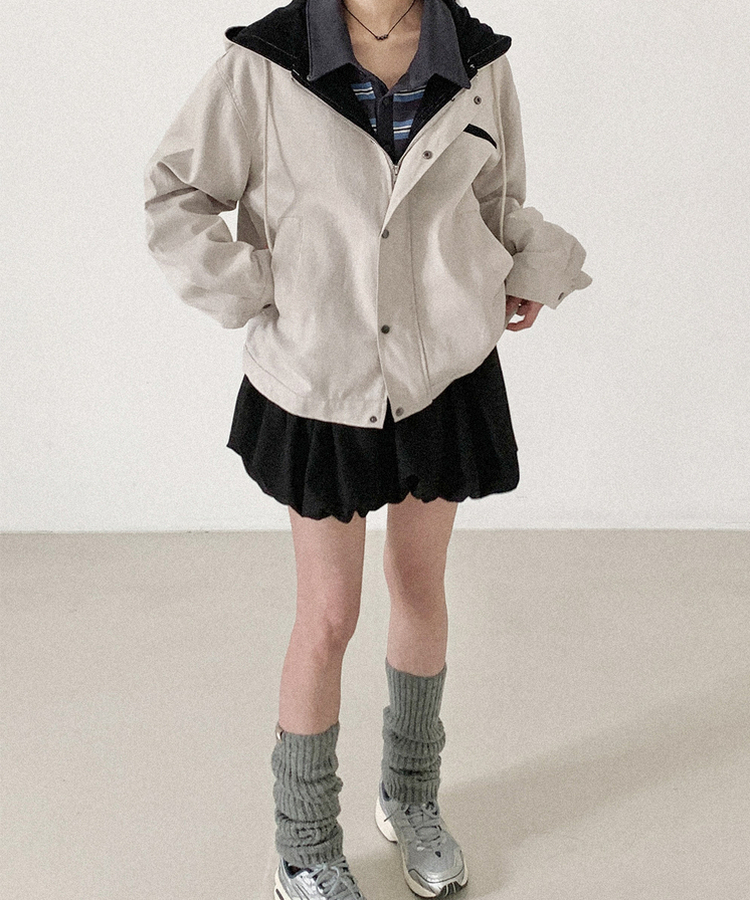 コットンフードジャンパー LIGHT GRAY