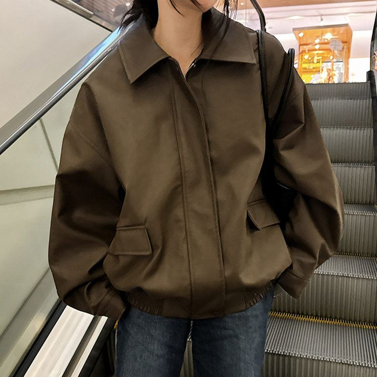 リングレザーカラージャンパー BROWN