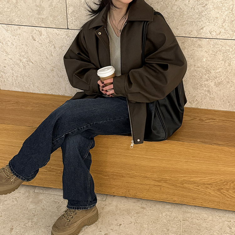 リングレザーカラージャンパー BROWN