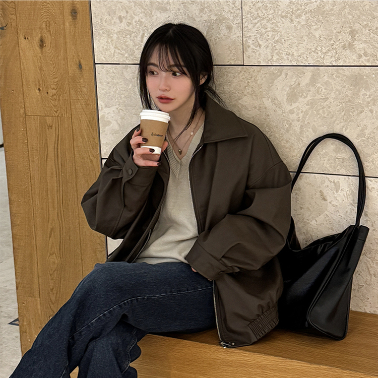 リングレザーカラージャンパー BROWN