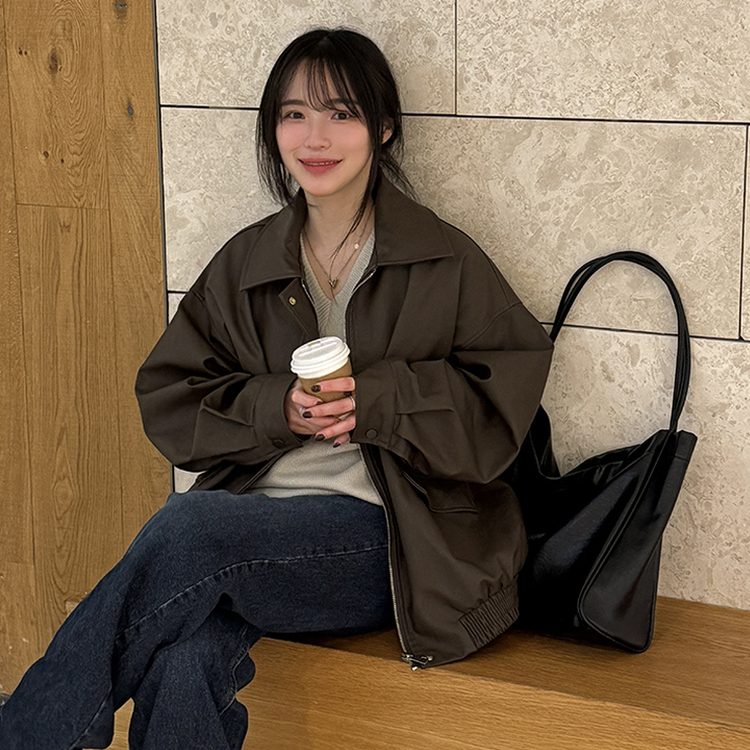 リングレザーカラージャンパー BROWN