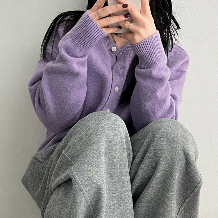 スナップニットカーディガン PURPLE