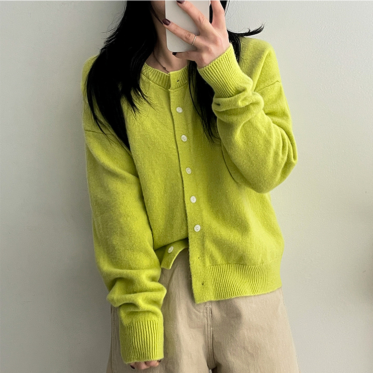 スナップニットカーディガン LIGHT GREEN
