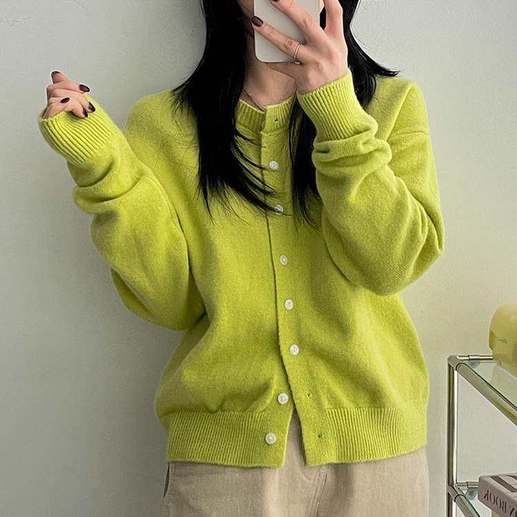 スナップニットカーディガン LIGHT GREEN