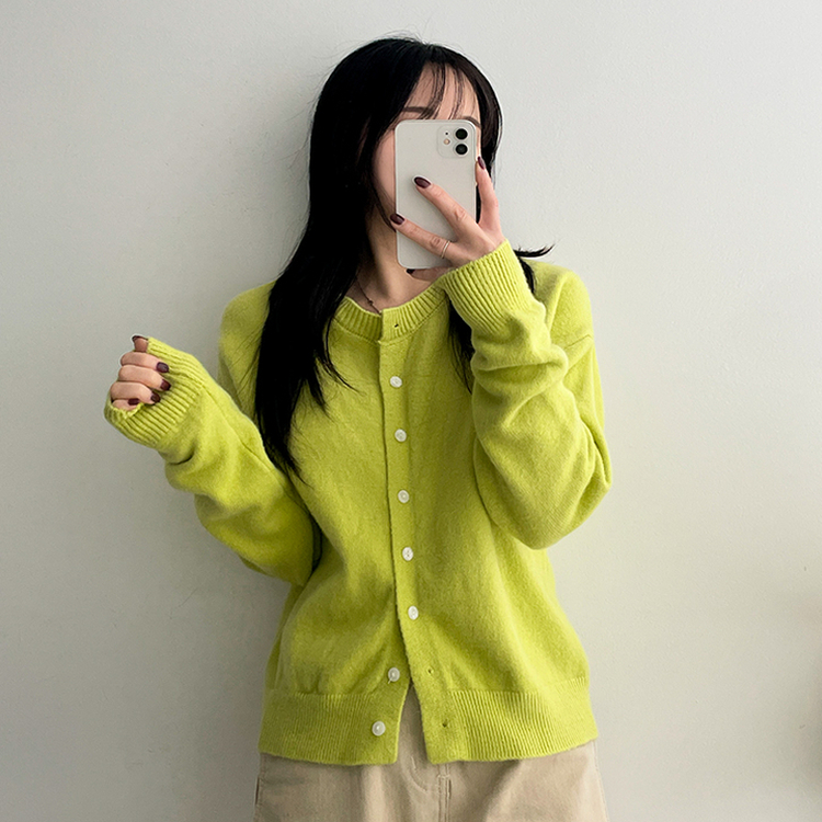 スナップニットカーディガン LIGHT GREEN