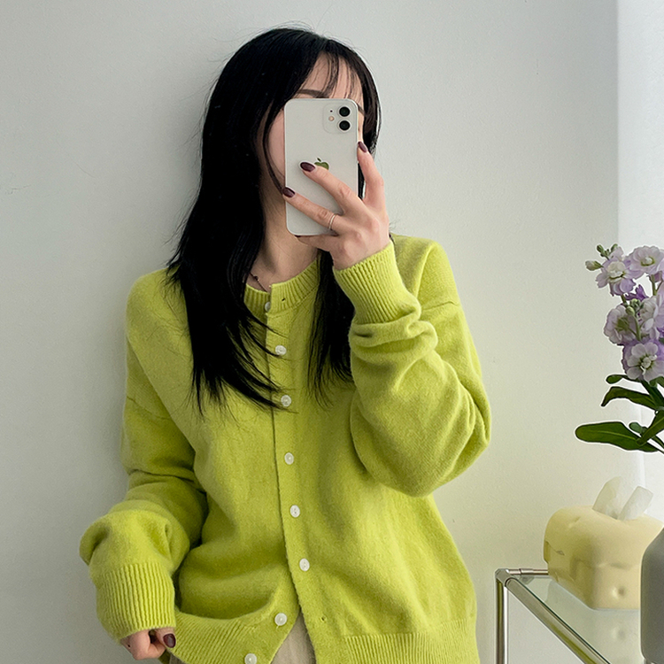 スナップニットカーディガン LIGHT GREEN