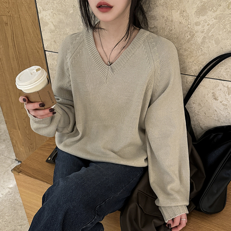 ラグランVネックニット(10color) OATMEAL