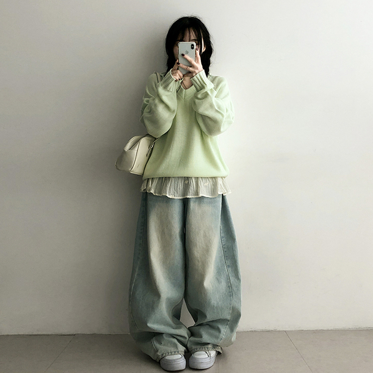 ラグランVネックニット(10color) MINT