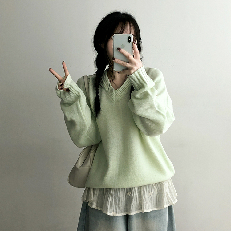 ラグランVネックニット(10color) MINT