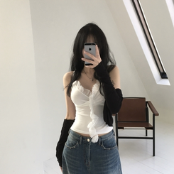 ノースリーブ ロゼレースラップキャミソール WHITE