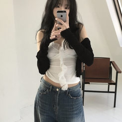 ノースリーブ ロゼレースラップキャミソール WHITE
