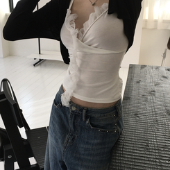 ノースリーブ ロゼレースラップキャミソール WHITE