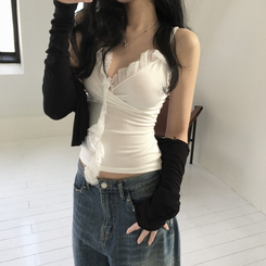 ノースリーブ ロゼレースラップキャミソール WHITE