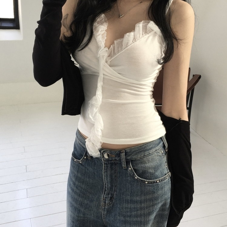ロゼレースラップキャミソール WHITE