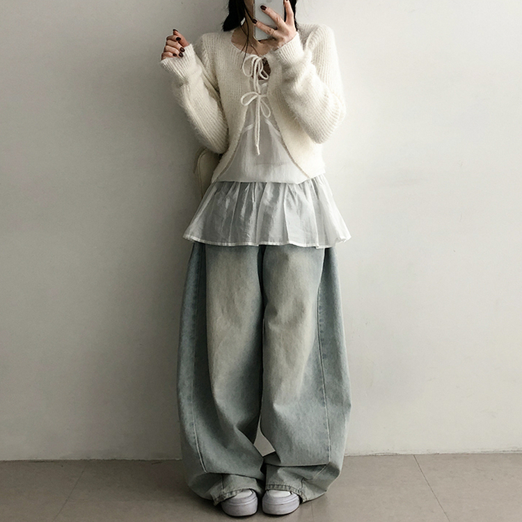 スクエアニットカーディガン(5color) IVORY