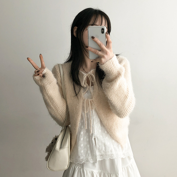 スクエアニットカーディガン(5color) BEIGE