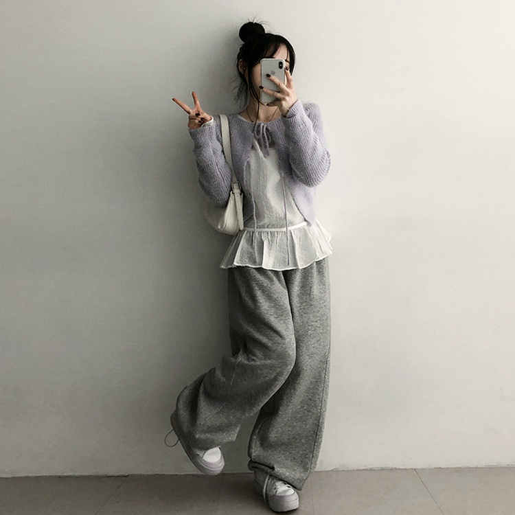 スクエアニットカーディガン(5color) PURPLE