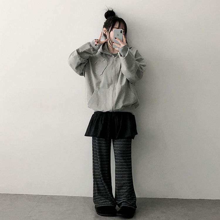 スパンバンディングストライプパンツ BLACK
