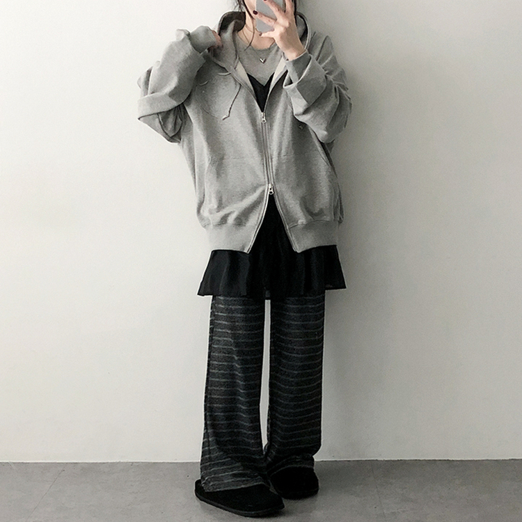 スパンバンディングストライプパンツ BLACK