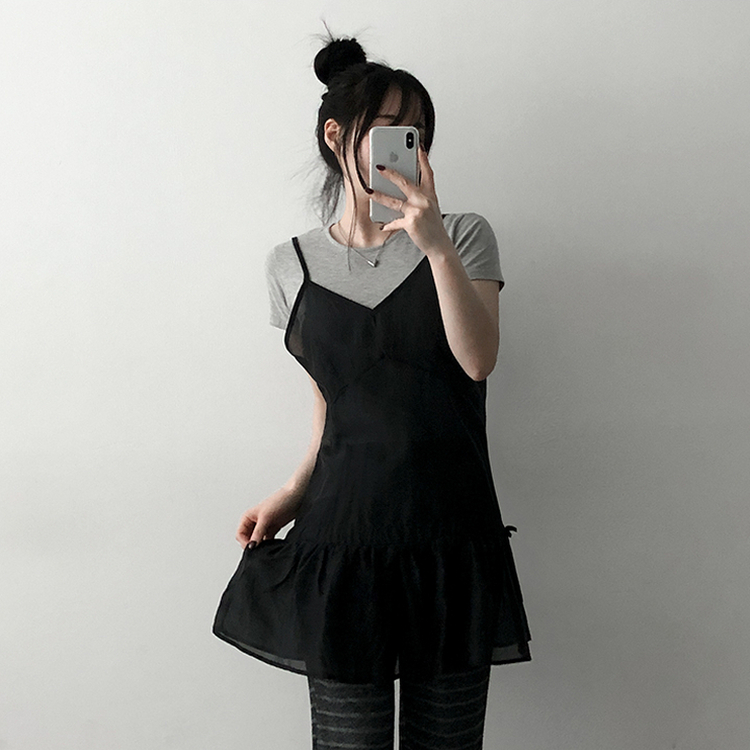 スパンバンディングストライプパンツ BLACK