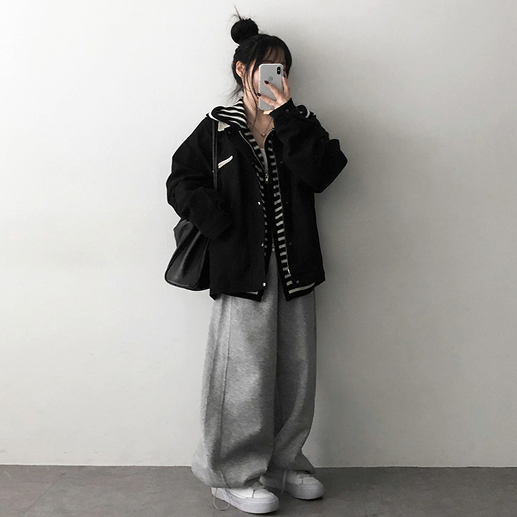 バイカラージャケット BLACK