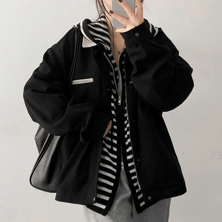 バイカラージャケット BLACK