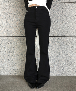 【丈別】スリムフィットブーツカットパンツ BLACK