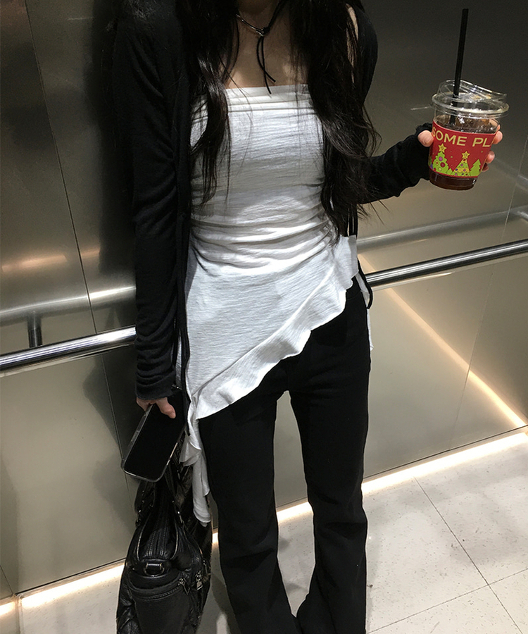 【丈別】スリムフィットブーツカットパンツ BLACK