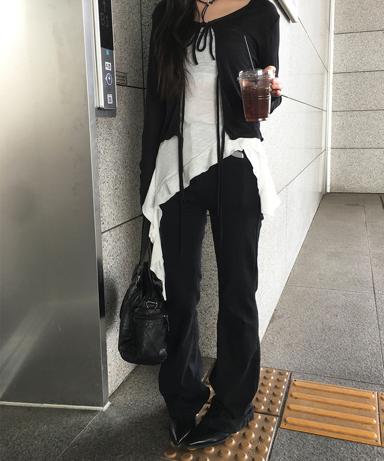 【丈別】スリムフィットブーツカットパンツ BLACK