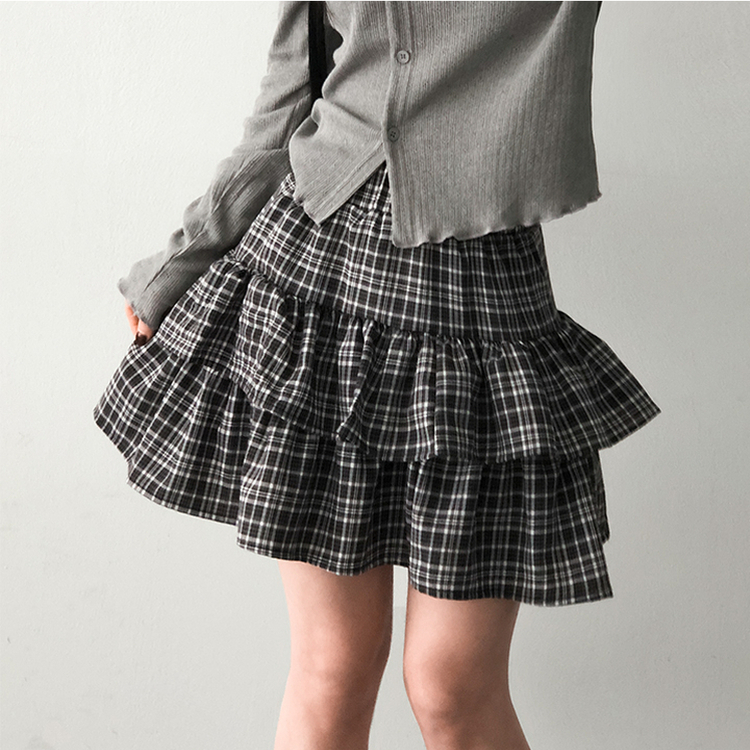 チェックティアードミニスカート BLACK