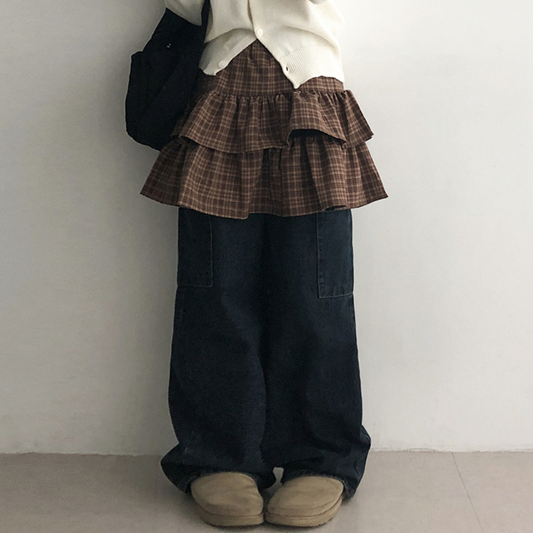 チェックティアードミニスカート BROWN