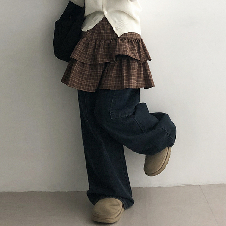 チェックティアードミニスカート BROWN