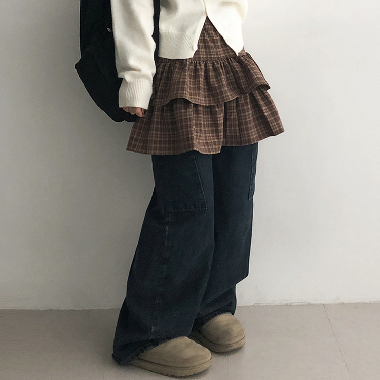 チェックティアードミニスカート BROWN