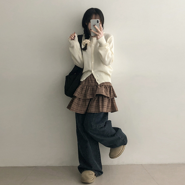 チェックティアードミニスカート BROWN