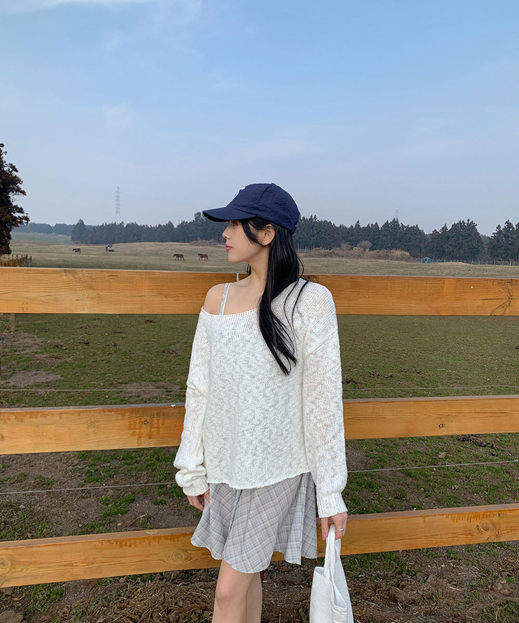 チェックストラップミニワンピース LIGHT BLUE