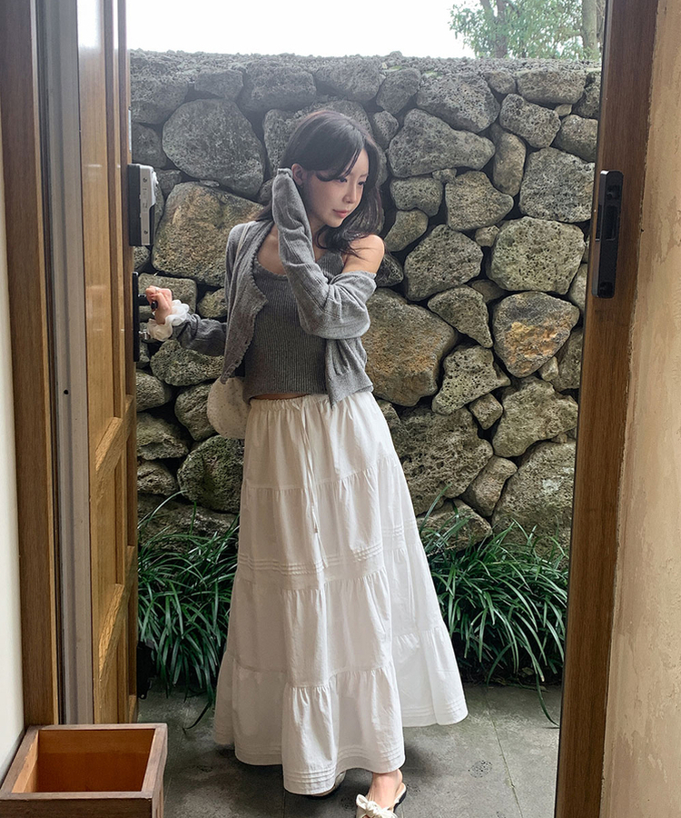 フリルニットカーディガン GRAY